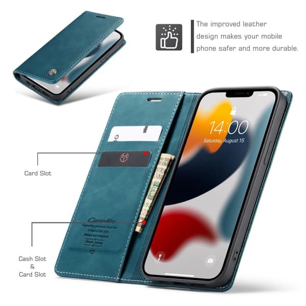 CASEME Lommebok-deksel iPhone 13 Pro - Blå