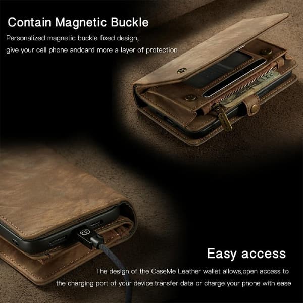 CASEME iPhone 13 Retro plånboksfodral - Brun