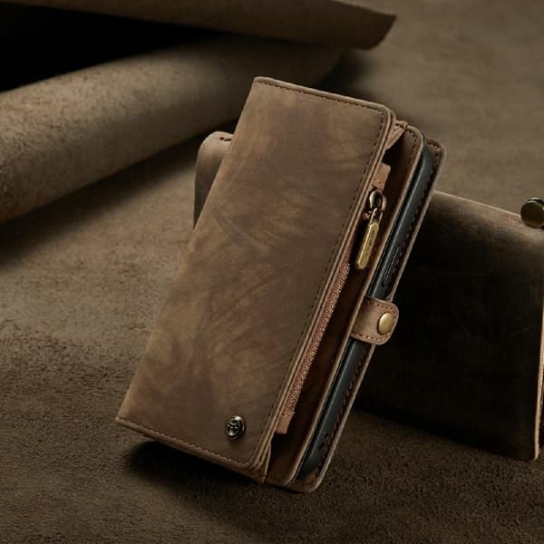 CASEME iPhone 13 Retro plånboksfodral - Brun