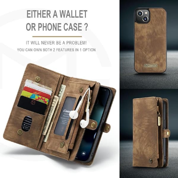 CASEME iPhone 13 Retro plånboksfodral - Brun
