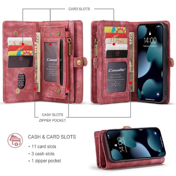 CASEME iPhone 13 2-i-1 Pung Telefonskal - Rød