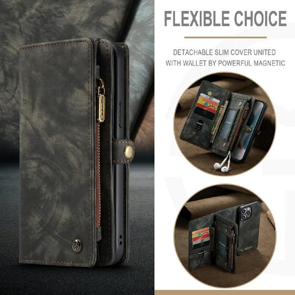 CASEME iPhone 13 Pro Max Retro plånboksfodral - Svart