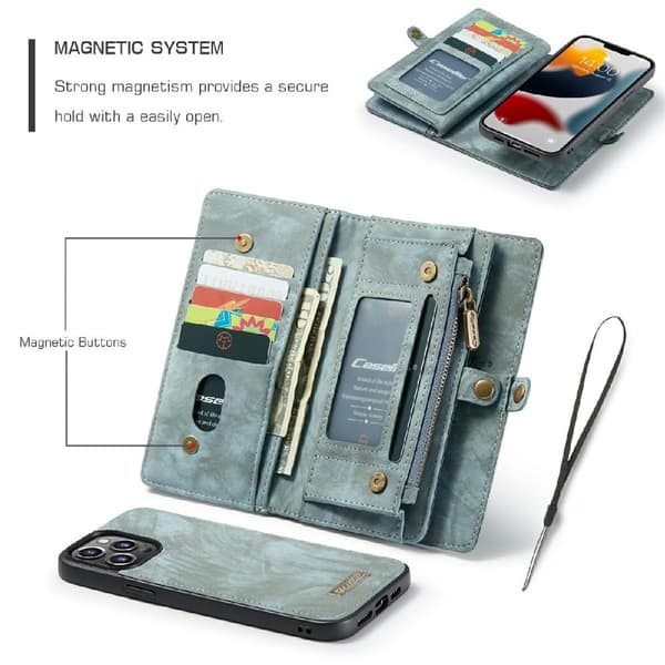 CASEME iPhone 13 Pro Max 2-i-1 tegnebog telefonskal - Blå