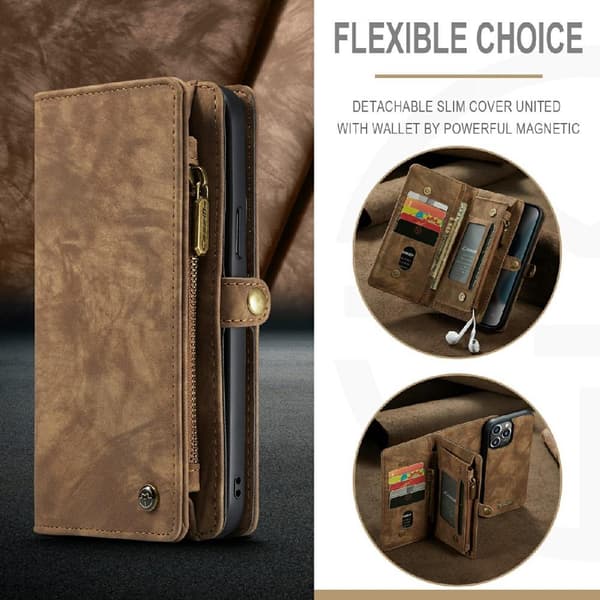 CASEME iPhone 13 Pro 2-in-1 Wallet Phone Shell - Brun