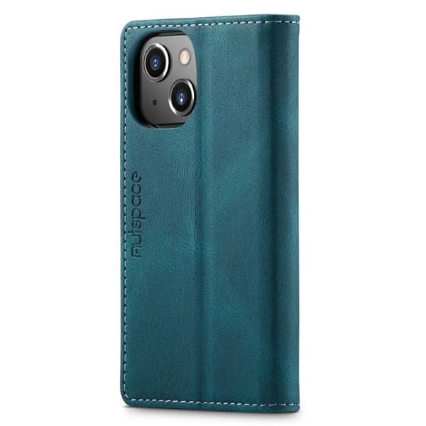 AUTSPACE A01 Retro tegnebog taske til iPhone 13 mini - blå
