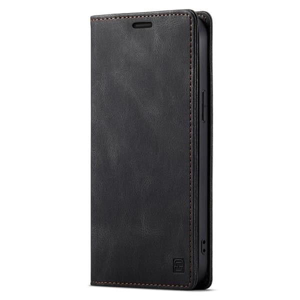 AUTSPACE A01 Retro Wallet Case for iPhone 13 Pro Max - Black