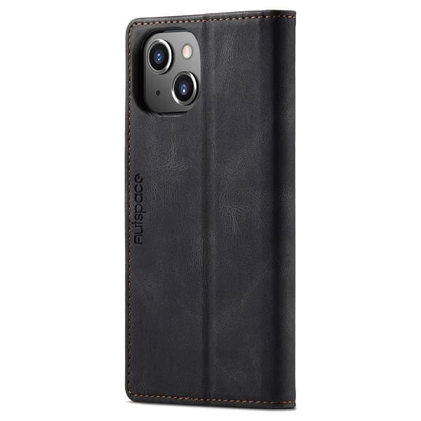AUTSPACE A01 Retro tegnebog taske til iPhone 13 - sort