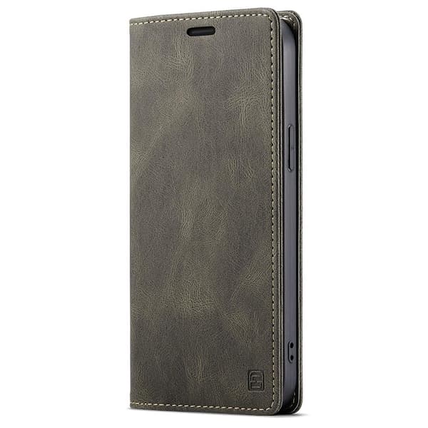 AUTSPACE A01 Retro Wallet Case for iPhone 13 Pro Max - Coffee