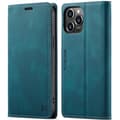 Miniatyrbillede 1 af 7: AUTSPACE A01 Retro Wallet Case for iPhone 13 Pro Max - Blue