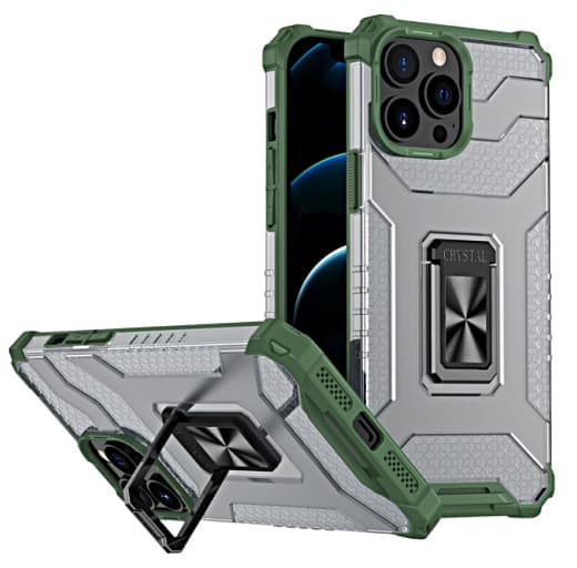 iPhone 13 Pro Skal Ring Armour Transparent / Grön