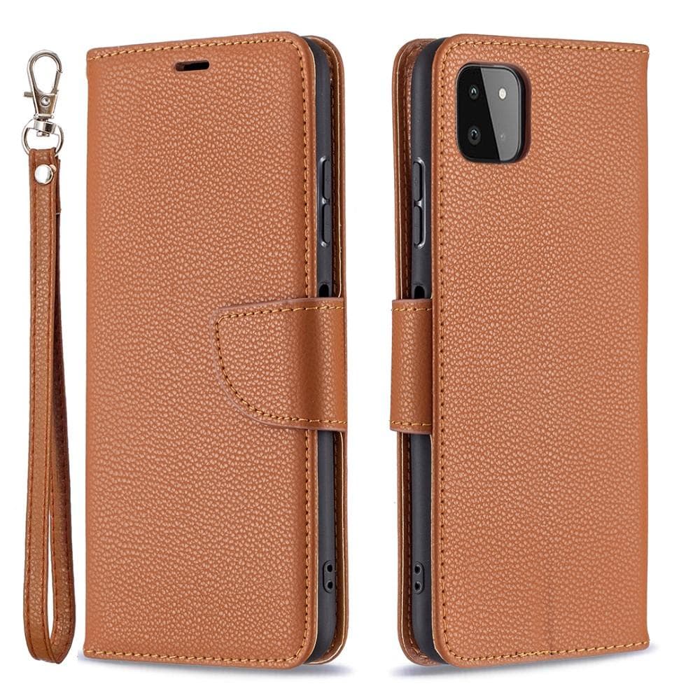 Litchi Plånboksfodral Galaxy A22 5G - Brun