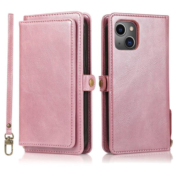 Praktiskt Kraftfullt Plånboksfodral - iPhone 13 Mini Roséguld