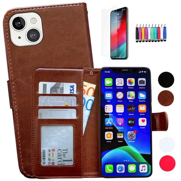 iPhone 13 Plånboksfodral - Enkel Elegant och Skyddande Brown