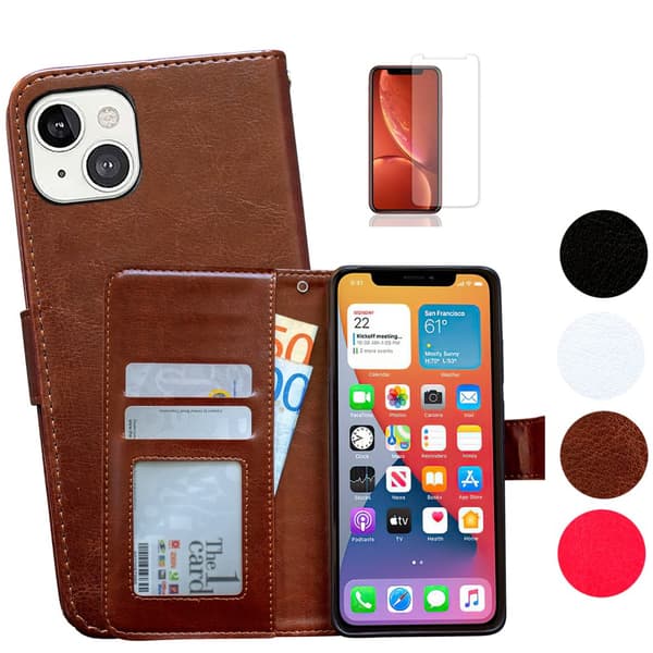Beskyt din iPhone 13 mini - Læder Etui! Black