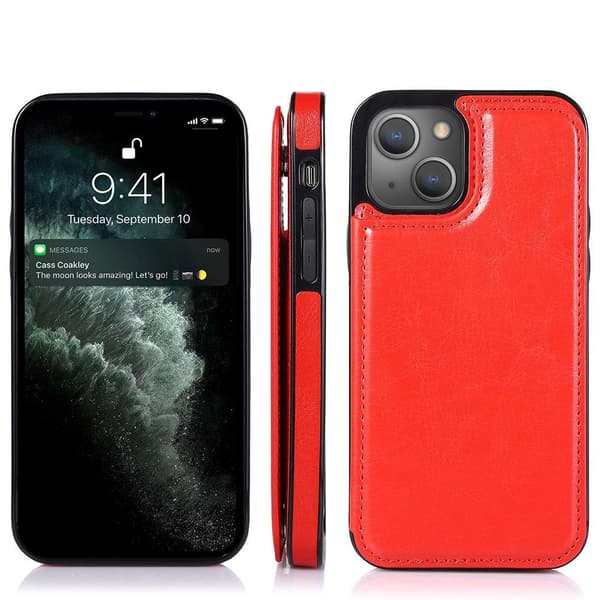 Genomtänkt Skal med Kortfack - iPhone 13 Mini Röd