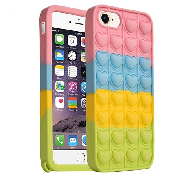 iPhone 7 - Skyddande Stressavlastande Fidget Pop It Skal GRÖN-BLÅ-GUL-ROSA GRÖN-BLÅ-GUL-ROSA