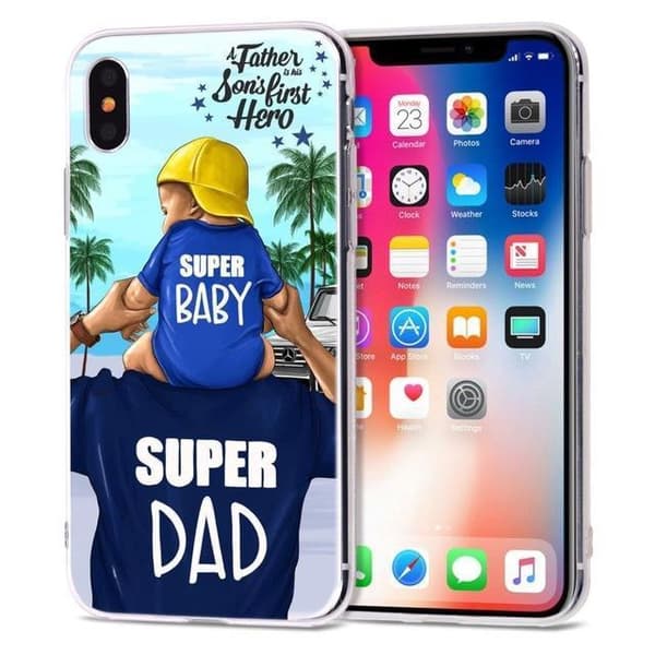 Super dad super baby fars dag present iPhone 13 12 Pro Max Mini