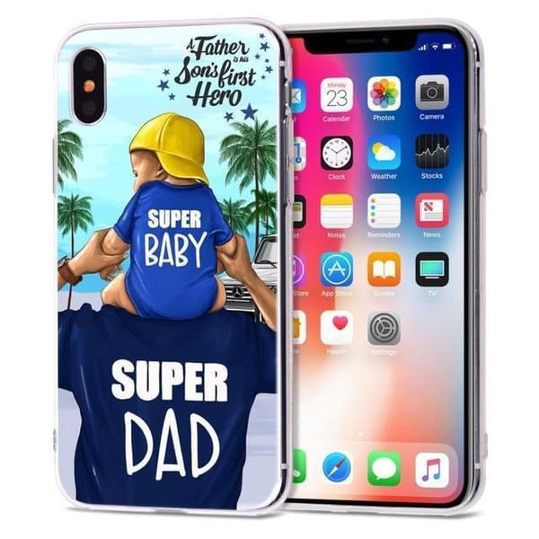 Super dad super baby fars dag present iPhone 13 12 Pro Max Mini