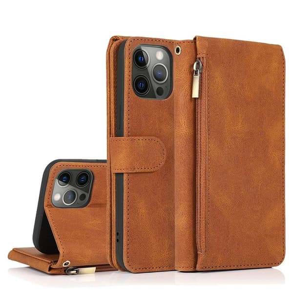 iPhone 12 Pro Max - Elegant Robust Plånboksfodral Brun