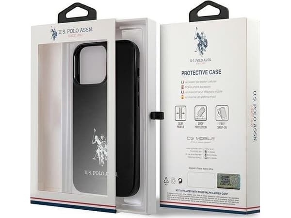 Fodral US Polo Assn US Polo US Polo US Polo USHCP13LUMHK iPhone 13 Pro / 13 6,1" svart/svart enfärgad hästlogotyp