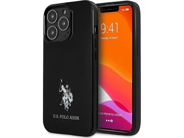 Veske US Polo Assn US Polo USHCP13LUMHK iPhone 13 Pro / 13 6,1" svart/svart solid Horses-logo