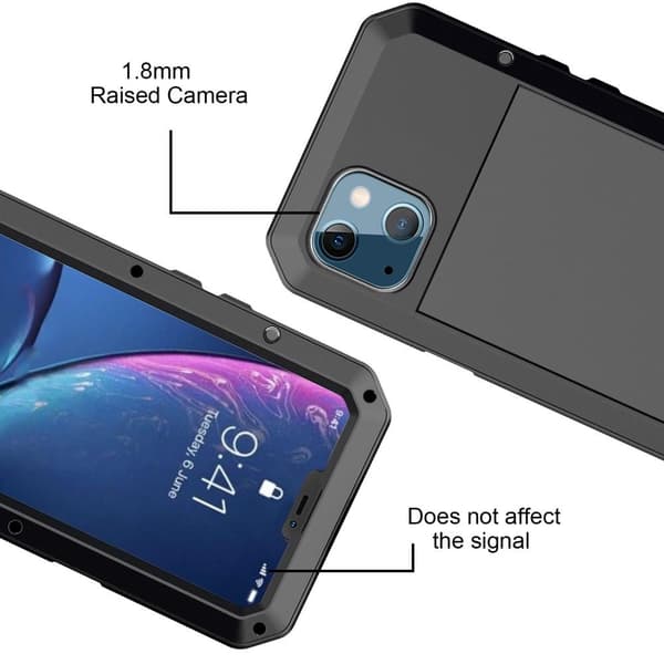 iPhone 13 Heavy Duty Robust Hybridfodral skal med inbyggt härdat glas