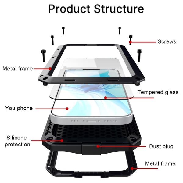 iPhone 13 Heavy Duty Robust Hybridfodral skal med inbyggt härdat glas