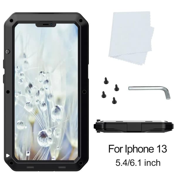 iPhone 13 Heavy Duty Robust Hybridfodral skal med inbyggt härdat glas