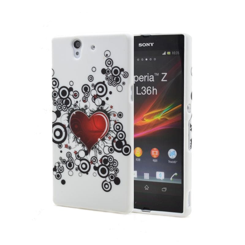 FlexiCase Skal till Sony Xperia Z (Rött Hjärta)