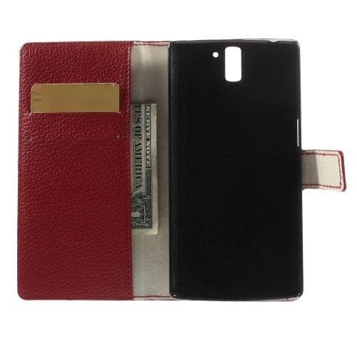 Litchi Plånboksfodral till OnePlus One (Röd)