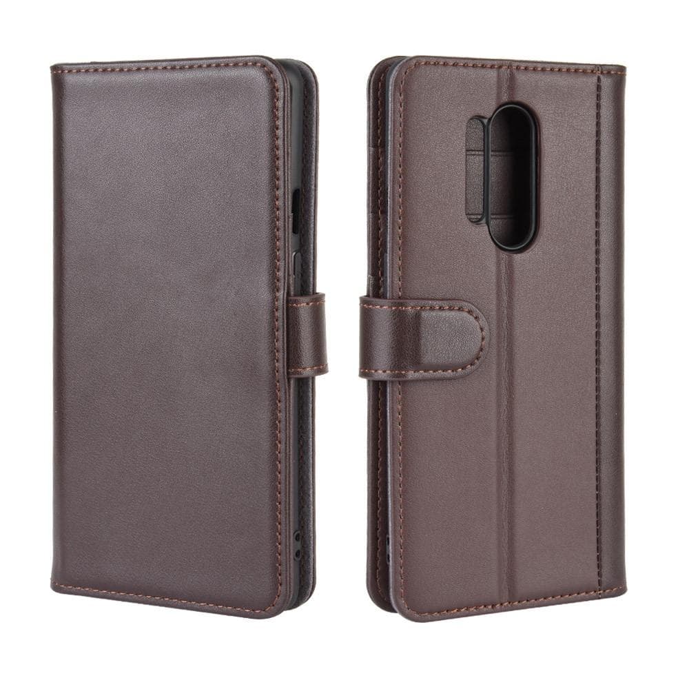 Äkta Läder Plånboksfodral OnePlus 8 Pro - Brun