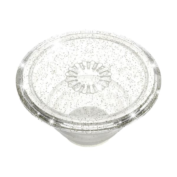 POPSOCKETS Clear Glitter Silver Avtagbart Grip med Ställfunktion