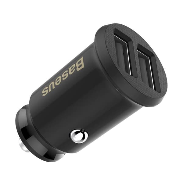 Baseus Grain Billaddare Mini Universal Smart 2x USB 3.1A Svart