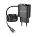 Miniatyrbild 1 av 10: Dudao 2x USB Väggladdare med built-in lightning 12 W Kabel Svart
