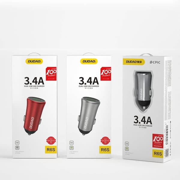 Dudao 3,4A Universal Smart Billaddare 2x USB Silver R6S Silver