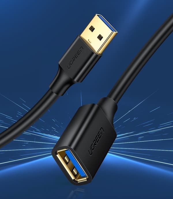 UGreen USB 3.0 female USB 3.0 male extensionssladd 2 m Svart
