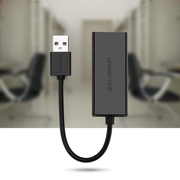 UGreen USB 2.0 100 Mbps Ethernet adapter Svart