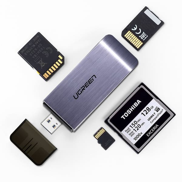 Ugreen USB 3.0 SD/ micro SD kort läsare Grå