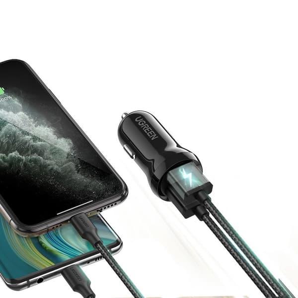 Ugreen 2x USB 24W 4,8A Billaddare Svart