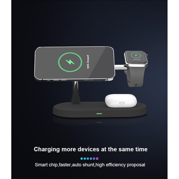 4-in-1 Trådlös Laddare Magsafe iPhone, Apple Watch, AirPods - Svart