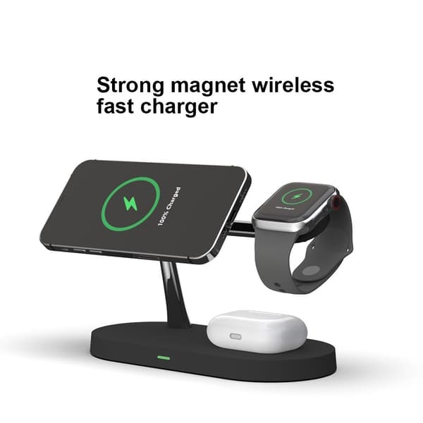 4-in-1 Trådlös Laddare Magsafe iPhone, Apple Watch, AirPods - Svart