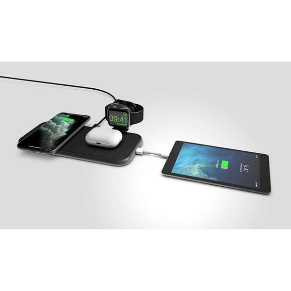 ZENS 4in1 Dual Qi Laddare 2x10W + 45W PD + Apple Watch Puck MFI