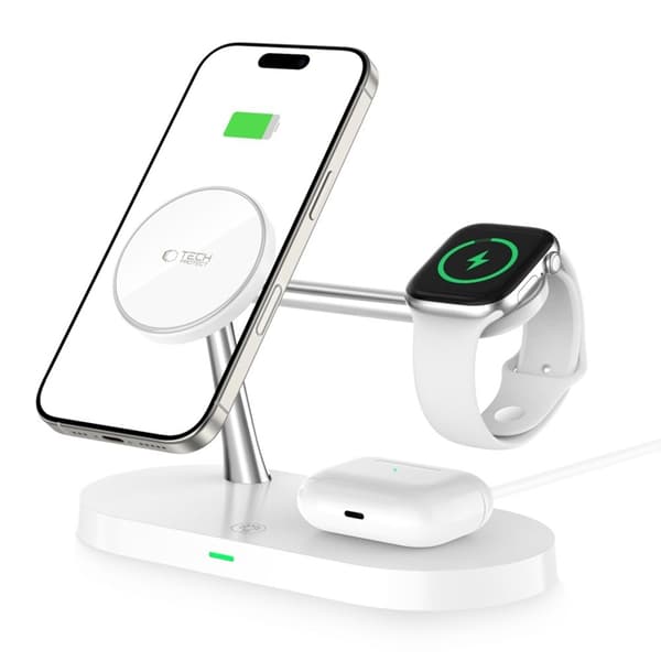 4-in-1 Trådlös Laddare Magsafe iPhone, Apple Watch, AirPods - Vit