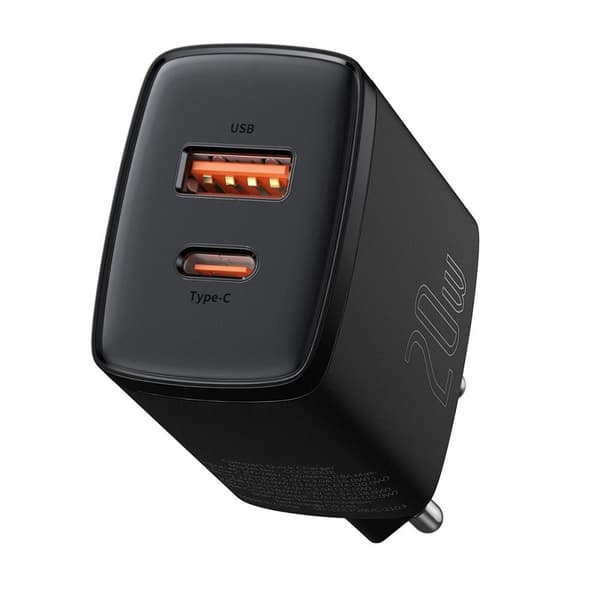 BASEUS - 2-Port Snabbladdare 20W - Svart