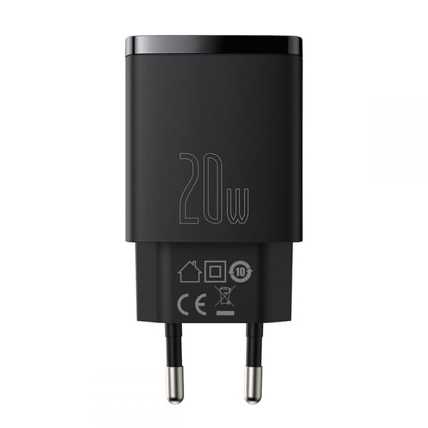 BASEUS - 2-Port Snabbladdare 20W - Svart