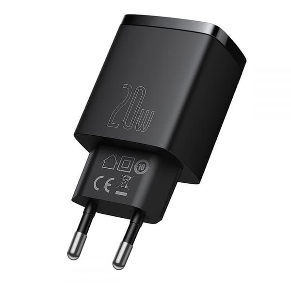 BASEUS - 2-Port Snabbladdare 20W - Svart