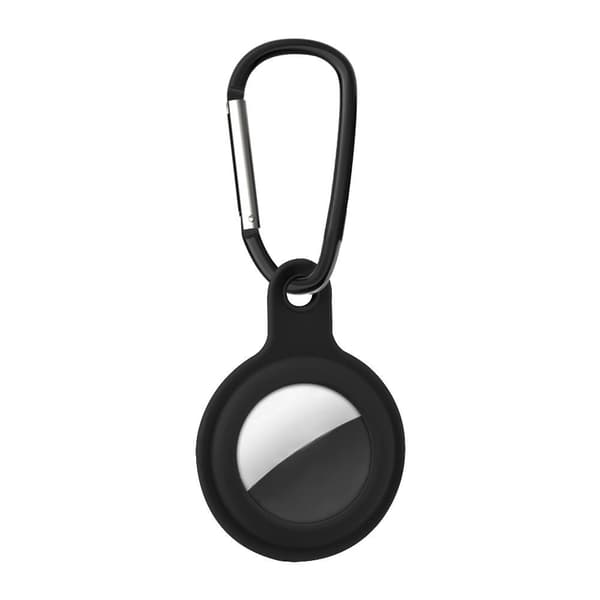 Liquid Silicone Skal med karbinhake till Apple Airtag - Svart