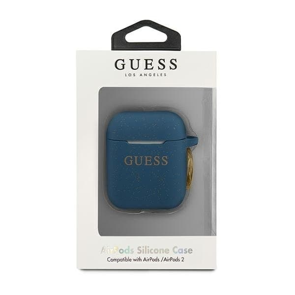 Guess Skal AirPods Silicone Glitter - Blå