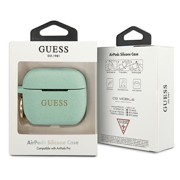 Guess Skal AirPods Pro Silicone Glitter - Grön