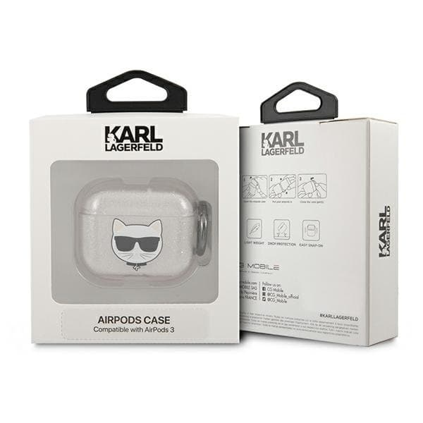 Karl Lagerfeld Skal AirPods 3 Glitter Choupette - Silver
